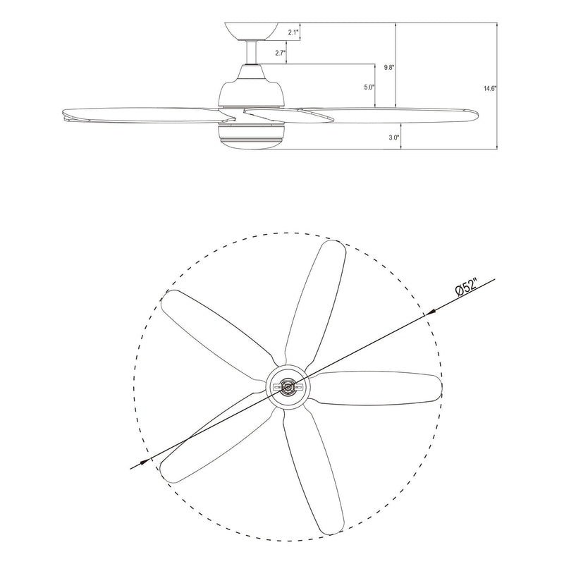 52" Dicken Farmhouse Downrod Mount Reversible Ceiling Fan with Lighting and Remote Control