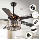 52" Dicken Modern Downrod Mount Reversible Crystal Ceiling Fan with Lighting