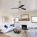 52" Farmhouse Satin Nickel Downrod Mount Reversible Crystal Ceiling Fan with Lighting and Remote Control