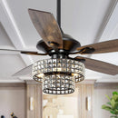 52" Howell Modern Downrod Mount Reversible Crystal Ceiling Fan with Lighting and Remote Control
