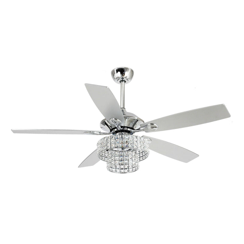 52" Howell Modern Downrod Mount Reversible Crystal Ceiling Fan with Lighting and Remote Control