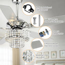 52" Nowthen Modern Crystal Chandelier Ceiling Fan with Led Light And Remote Control 5 Blades Chrome