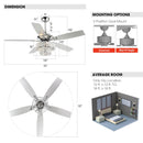 52" Howell Modern Downrod Mount Reversible Crystal Ceiling Fan with Lighting and Remote Control