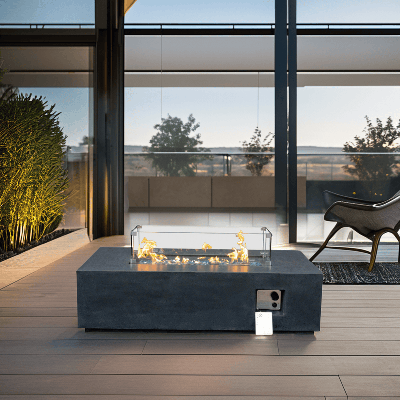 Alora 52" Outdoor Concrete Liquid Propane Rectangular Fire Pit Table (SAK84314)