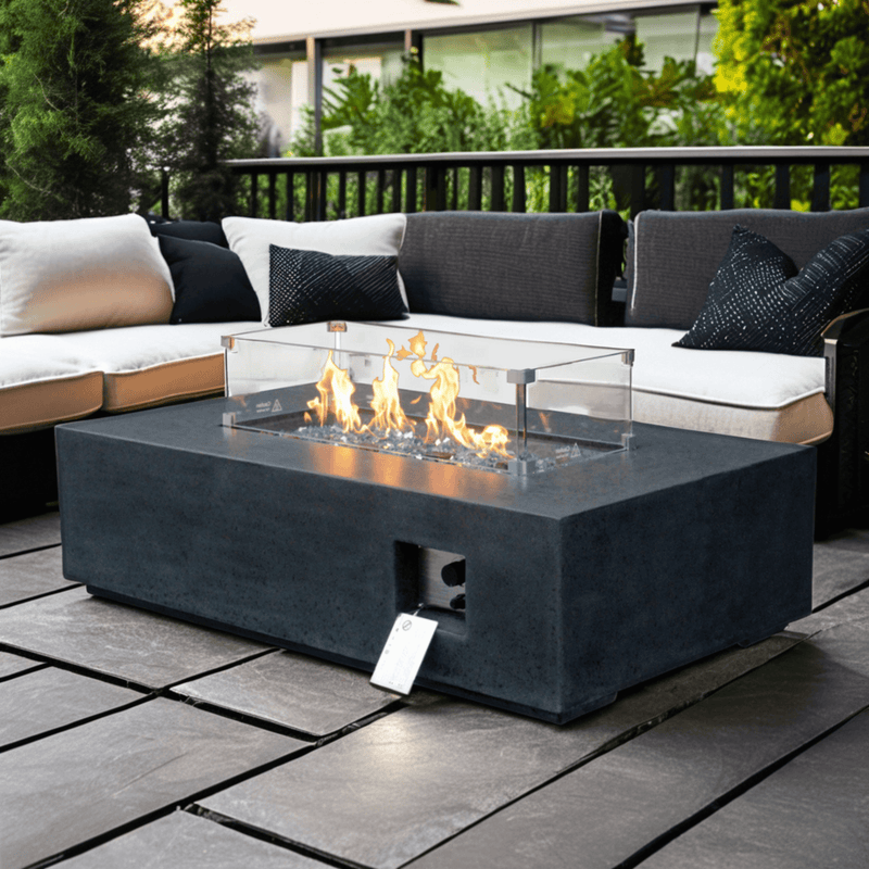 Alora 52" Outdoor Concrete Liquid Propane Rectangular Fire Pit Table (SAK84314)