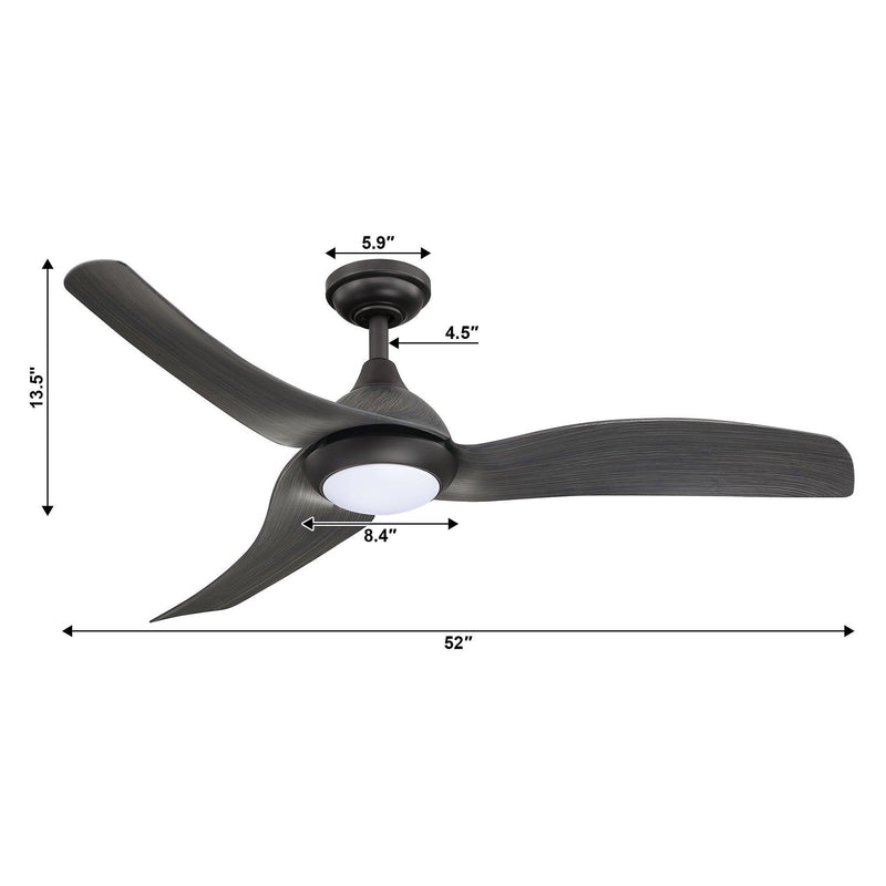 52" Industrial DC Motor Downrod Mount Reversible Ceiling Fan with LED Lighting and Remote Control