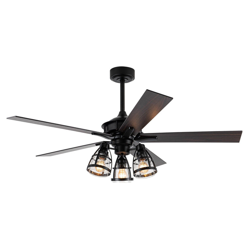 52" Kashmir Traditional Downrod Mount Reversible Ceiling Fan with Lighting and Remote Control