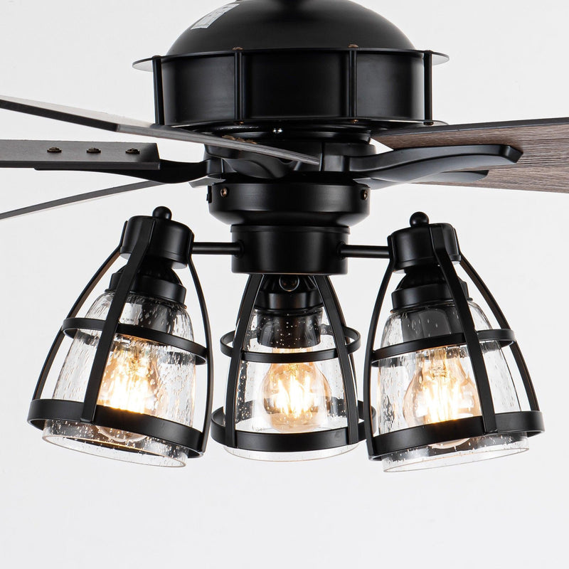 52" Kashmir Traditional Downrod Mount Reversible Ceiling Fan with Lighting and Remote Control