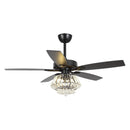 52" Kerala Modern Chrome Downrod Mount Reversible Crystal Ceiling Fan with Lighting and Remote Control