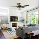 52" Kerala Modern Chrome Downrod Mount Reversible Crystal Ceiling Fan with Lighting and Remote Control