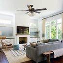 52" Kerala Modern Chrome Downrod Mount Reversible Crystal Ceiling Fan with Lighting and Remote Control