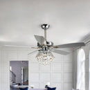 52" Kerala Modern Chrome Downrod Mount Reversible Crystal Ceiling Fan with Lighting and Remote Control