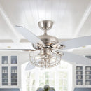 52" Kyla Industrial Caged Ceiling Fan with Light Remote Control Satin Nickel