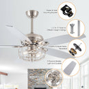 52" Kyla Industrial Brushed Nickel Reversible Caged Ceiling Fan with Lighting