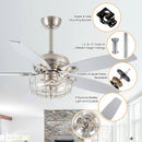 52" Kyla Industrial Caged Ceiling Fan with Light Remote Control Satin Nickel
