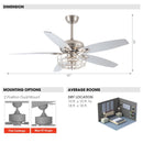 52" Kyla Industrial Brushed Nickel Reversible Caged Ceiling Fan with Lighting