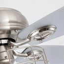 52" Kyla Industrial Caged Ceiling Fan with Light Remote Control Satin Nickel