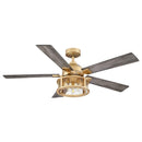 52" Lucknow Industrial Black Reversible Ceiling Fan with Lighting and Remote Control