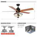 52" Mumbai Industrial Downrod Mount Reversible Ceiling Fan with Lighting and Remote Control