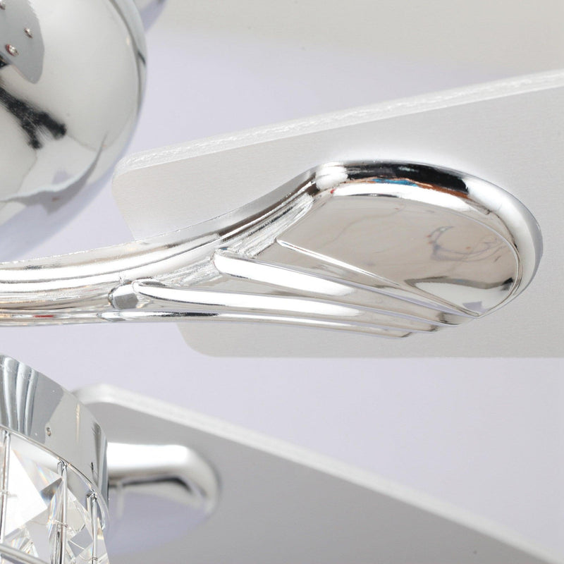 52" Panipat Modern Chrome Flush Mount Reversible Crystal Ceiling Fan with Lighting and Remote Control