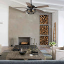 52" Paquette In Indoor Matte Black Industrial Ceiling Fan with Remote Control and Light Kit by Parrot Uncle