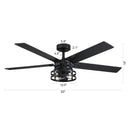 52" Prayag Industrial Downrod Mount Reversible Ceiling Fan with Lighting and Remote Control