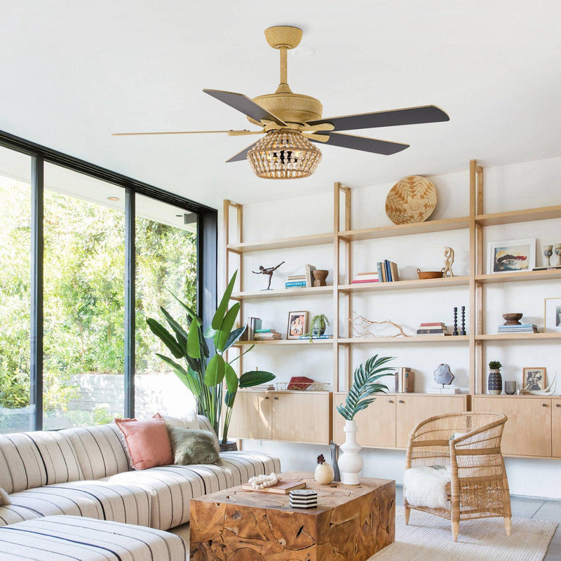 52" Pune Farmhouse Downrod Mount Reversible Ceiling Fan with Lighting and Remote Control