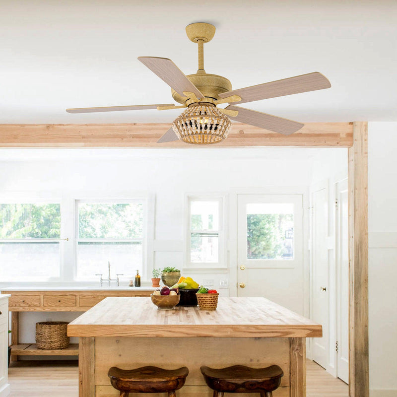 52" Pune Farmhouse Downrod Mount Reversible Ceiling Fan with Lighting and Remote Control