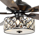 52" Tibuh Modern Downrod Mount Reversible Crystal Ceiling Fan with Lighting and Remote Control