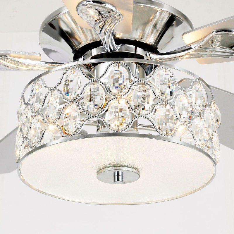 52" Tibuh Modern Downrod Mount Reversible Crystal Ceiling Fan with Lighting and Remote Control