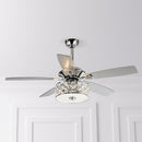 52" Tibuh Modern Downrod Mount Reversible Crystal Ceiling Fan with Lighting and Remote Control