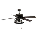 52" Urbana In Indoor Matte Black Industrial Ceiling Fan with Pull Chain And Light Kit