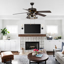 52" Urbana In Indoor Matte Black Industrial Ceiling Fan with Pull Chain And Light Kit