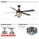 52" Varanasi Traditional Downrod Mount Ceiling Fan with Lighting and Remote Control