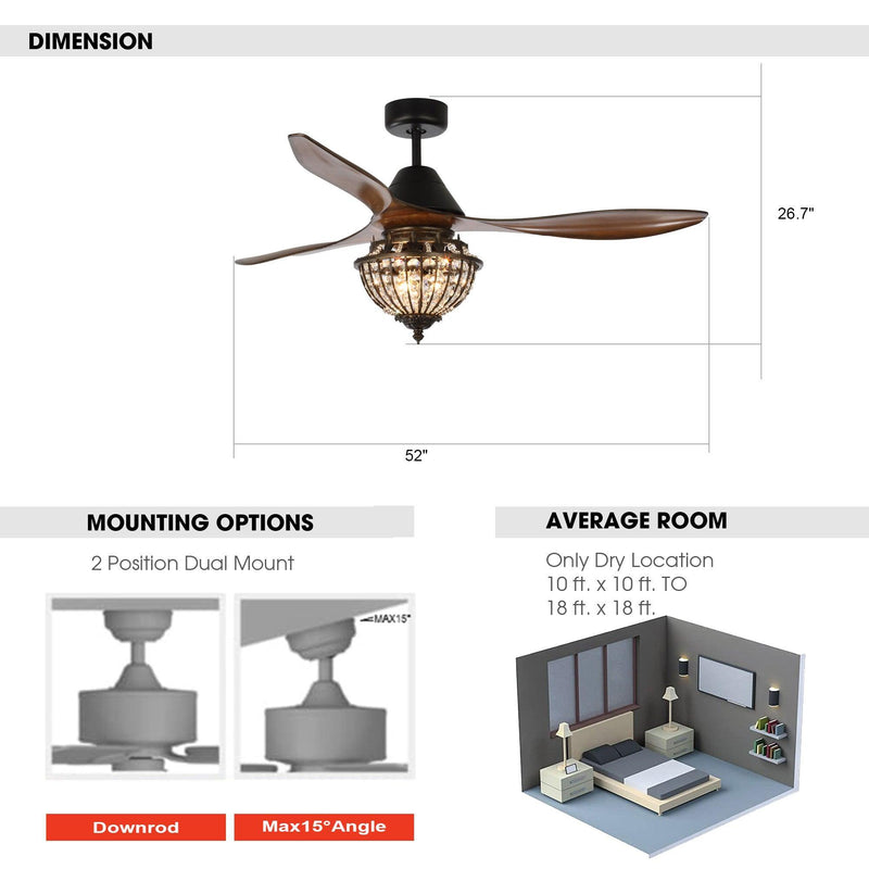 52" Vicky Farmhouse DC Motor Downrod Mount Reversible Ceiling Fan with Lighting and Remote Control
