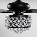 52” Wethington Modern Crystal Chandelier Ceiling Fan with Light And Remote Control Black