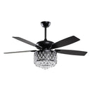 52” Wethington Modern Crystal Chandelier Ceiling Fan with Light And Remote Control Black