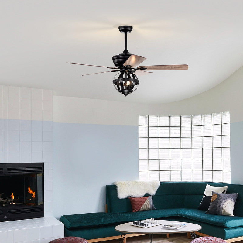 52" Wilburton Industrial Downrod Mount Reversible Ceiling Fan with Lighting and Remote Control