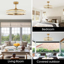 Perimost 29 Inch Lynn Golden Downrod Mount Luxury Fandelier with Remote Control