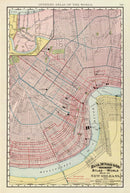 Vintage Map of New Orleans, Louisiana 1897