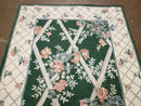 3' 6" X 5' 6" Hand Stitched Indian Wool Rug with Backing Green Beige