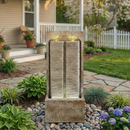 39 Inch Outdoor Water Fountain with Pump and LED Lights by HouseOfZazla