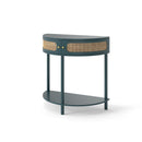 Boho Rattan Semi Circle End Table With Sliding Rattan Door, Storage And Bottom Shelf by HouseOfZazla