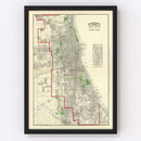 Vintage Map of Chicago, Illinois 1897