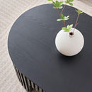 51.18'' Oval Wood Coffee Table With Drawer  Mid Century Modern Coffee Table Unique Coffee Table for Living Room Furniture, Tea Table BLACK