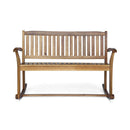 Outdoor Rocking Loveseat With Acacia Wood Frame - Natural