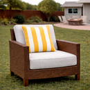 6 Pack Outdoor/Indoor Throw Pillows with Inserts - Yellow/White Striped
