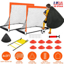Kids Soccer Goal Training Equipment Set For Backyard Foldable 4x3FT Soccer Net Agility Ladder Inflatable Soccer Field Cones Portable Soccer Practice N