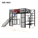 Loft Bed With Built In Desk, Open Wardrobe, Basketball Hoop, Slide And Staircase by Unique Piece Furniture