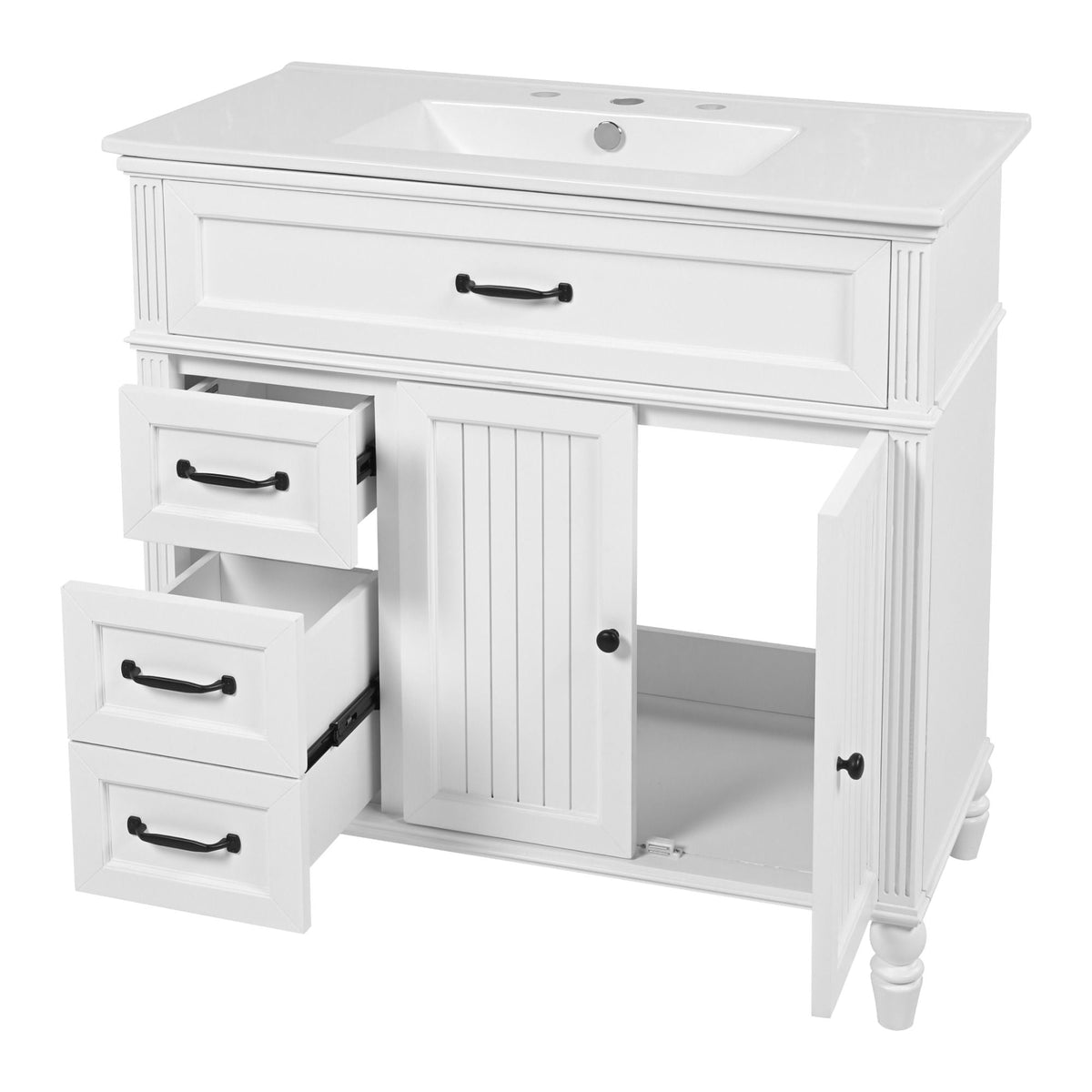 Bathroom Vanity With Sink, 2 Doors 2 Drawers, Freestanding Design, photo 19 of 40